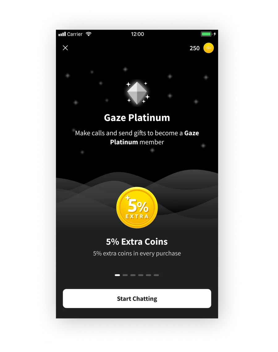 Gaze Platinum, 5% extra coins
