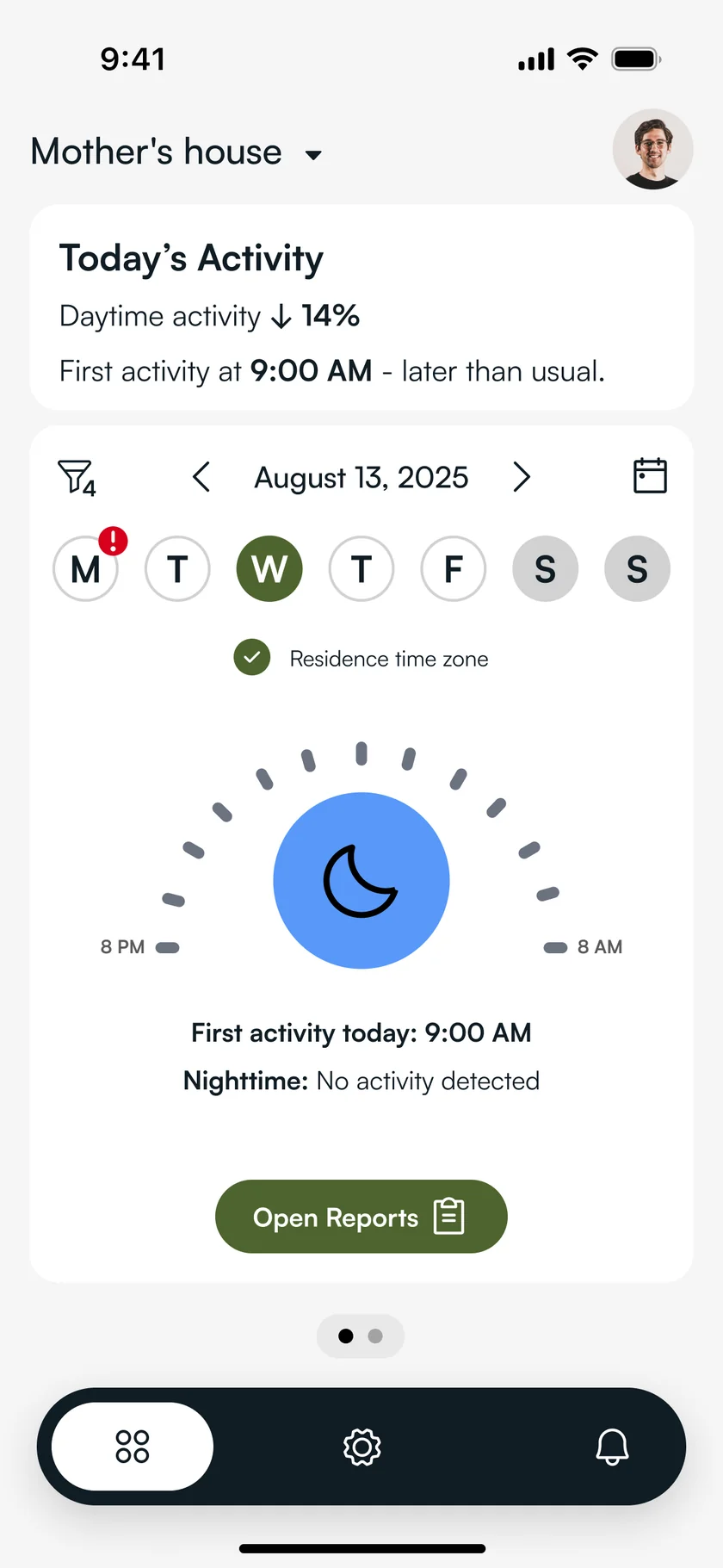 Less daytime motion, nighttime view