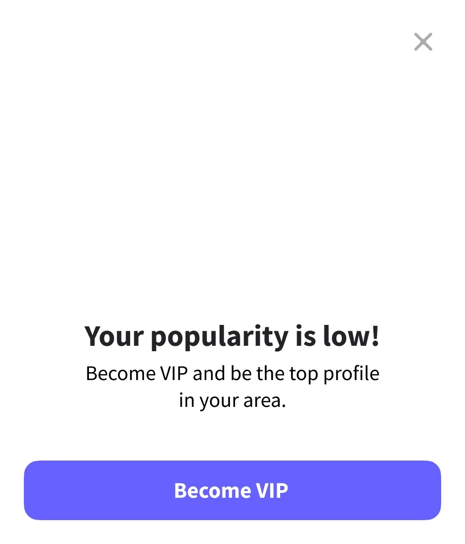 Upsell dialog with an animated popularity meter